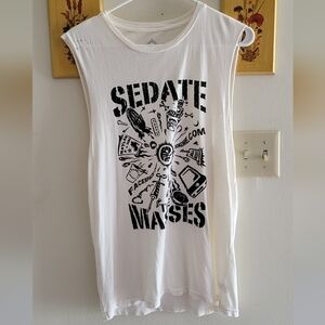 White Graphic Sleeveless Top